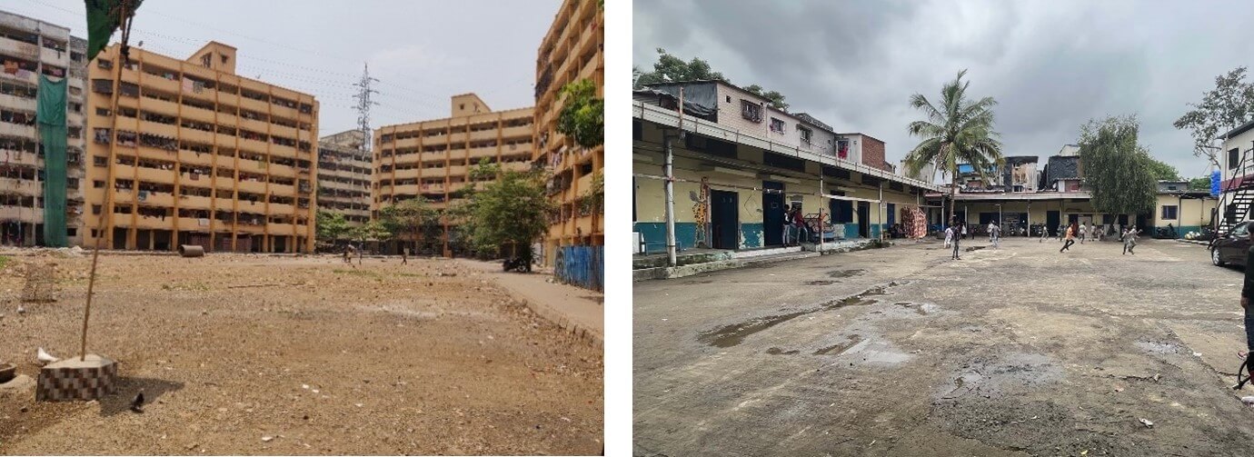 Most open spaces at Lallubhai compound are concretized or paved and bereft of any green cover. Photo by Shruti Maliwar/WRI India