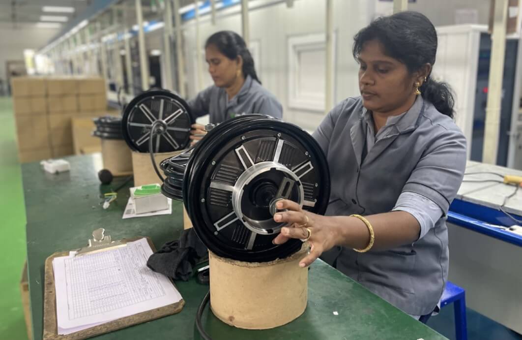 Female workers in an EV MSME.