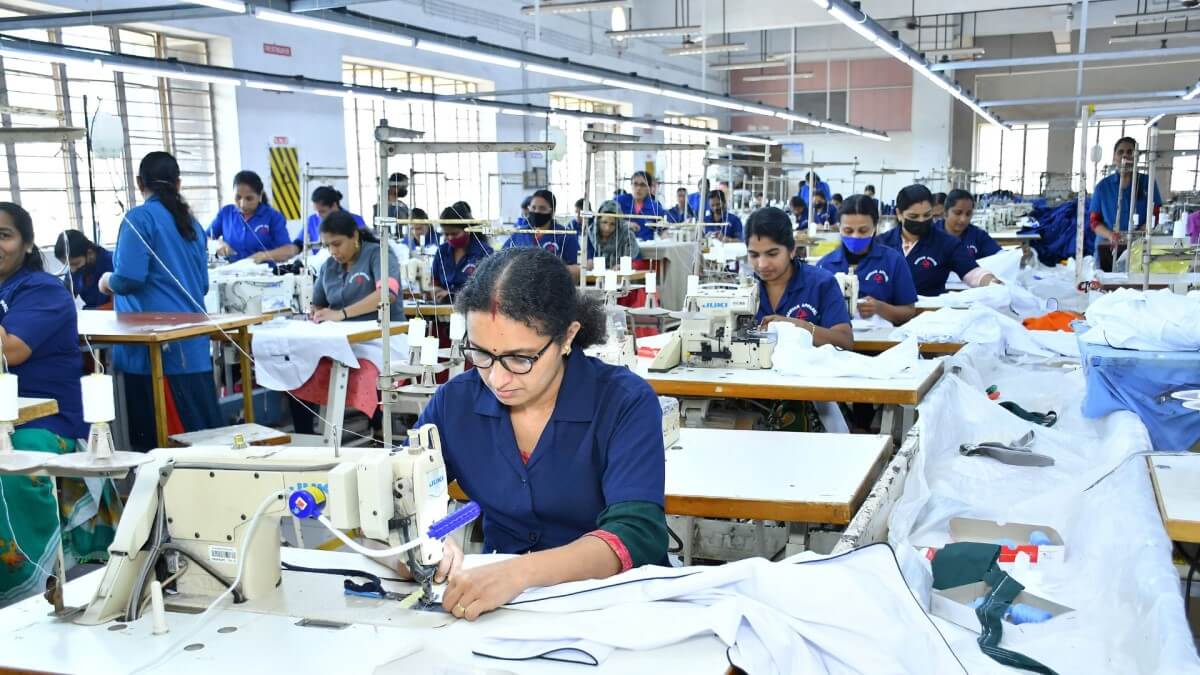Female workers in a textile MSME.