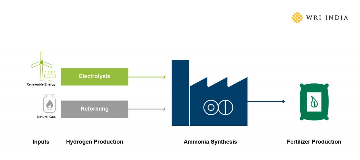 Organization of a hybrid ammonia synthesis plant using grey and green hydrogen