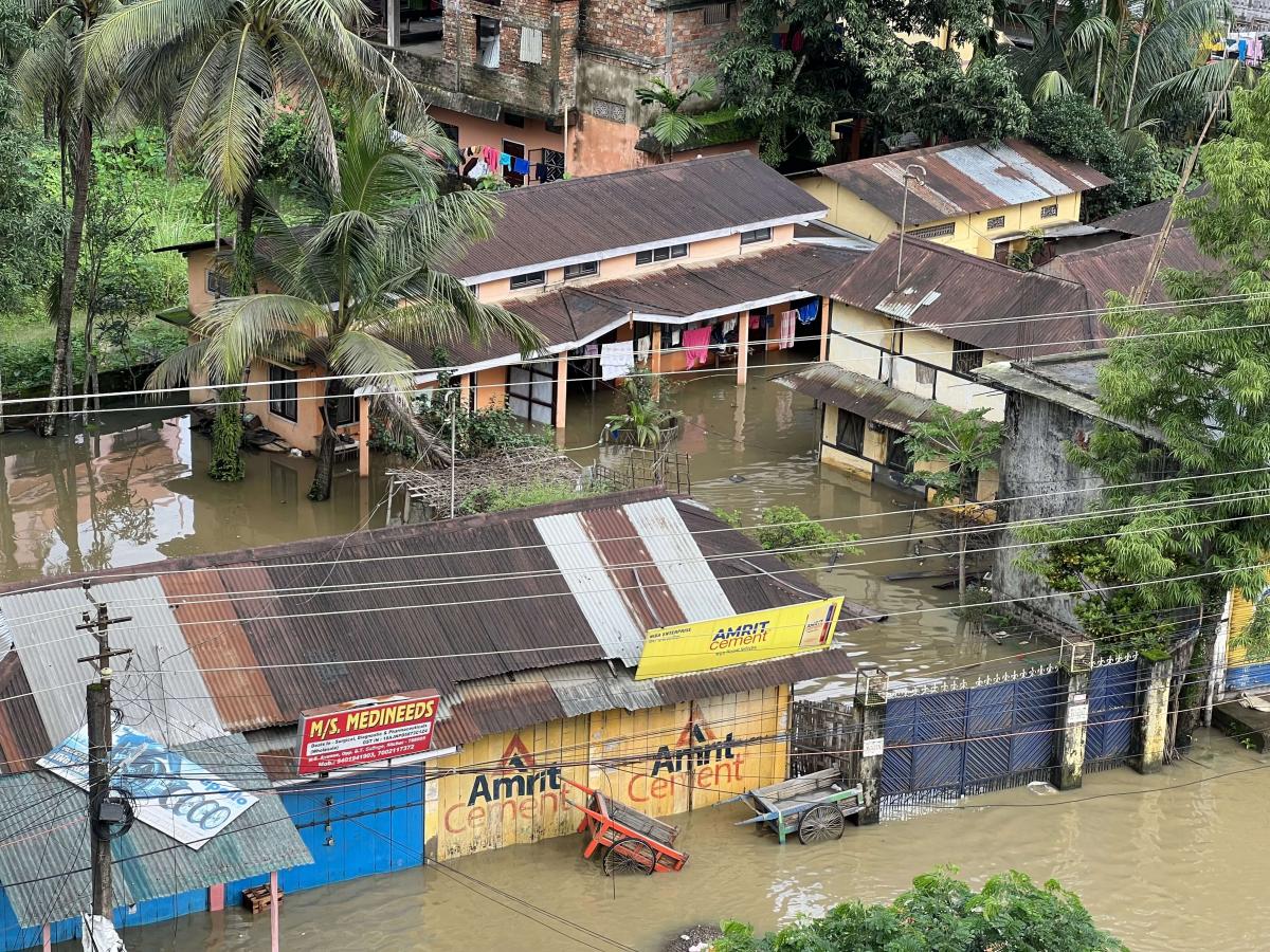 Towns in Cachar, Karimganj (300 km from Guwahati), and Hailakandi (300 km from Guwahati) districts were inundated for more than 10 days.