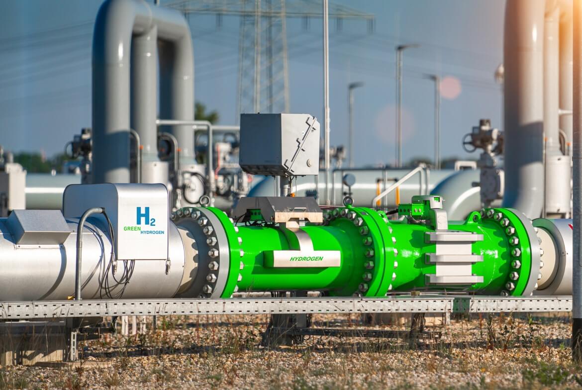 A green hydrogen pipeline. Photo by Shutterstock.