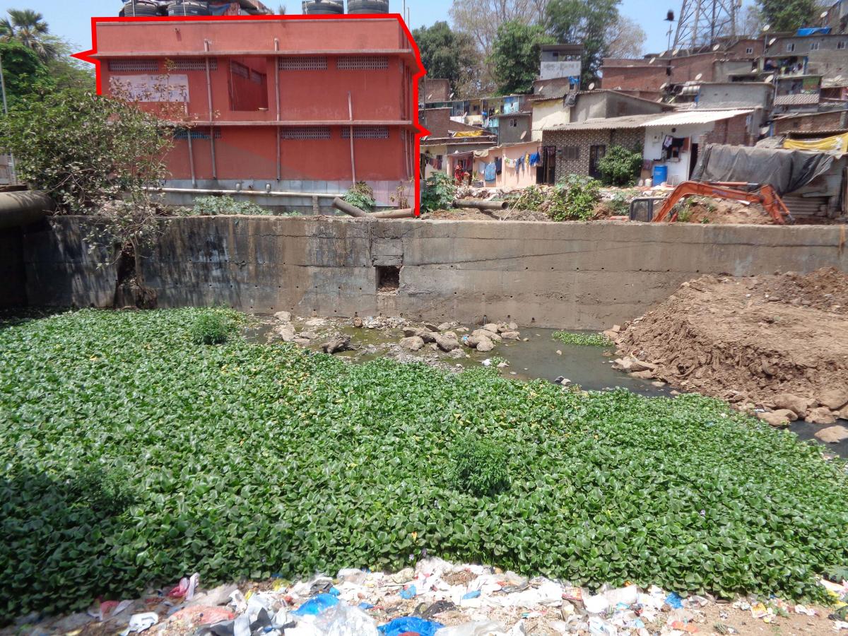 Side view of the community toilet at Gautam Nagar