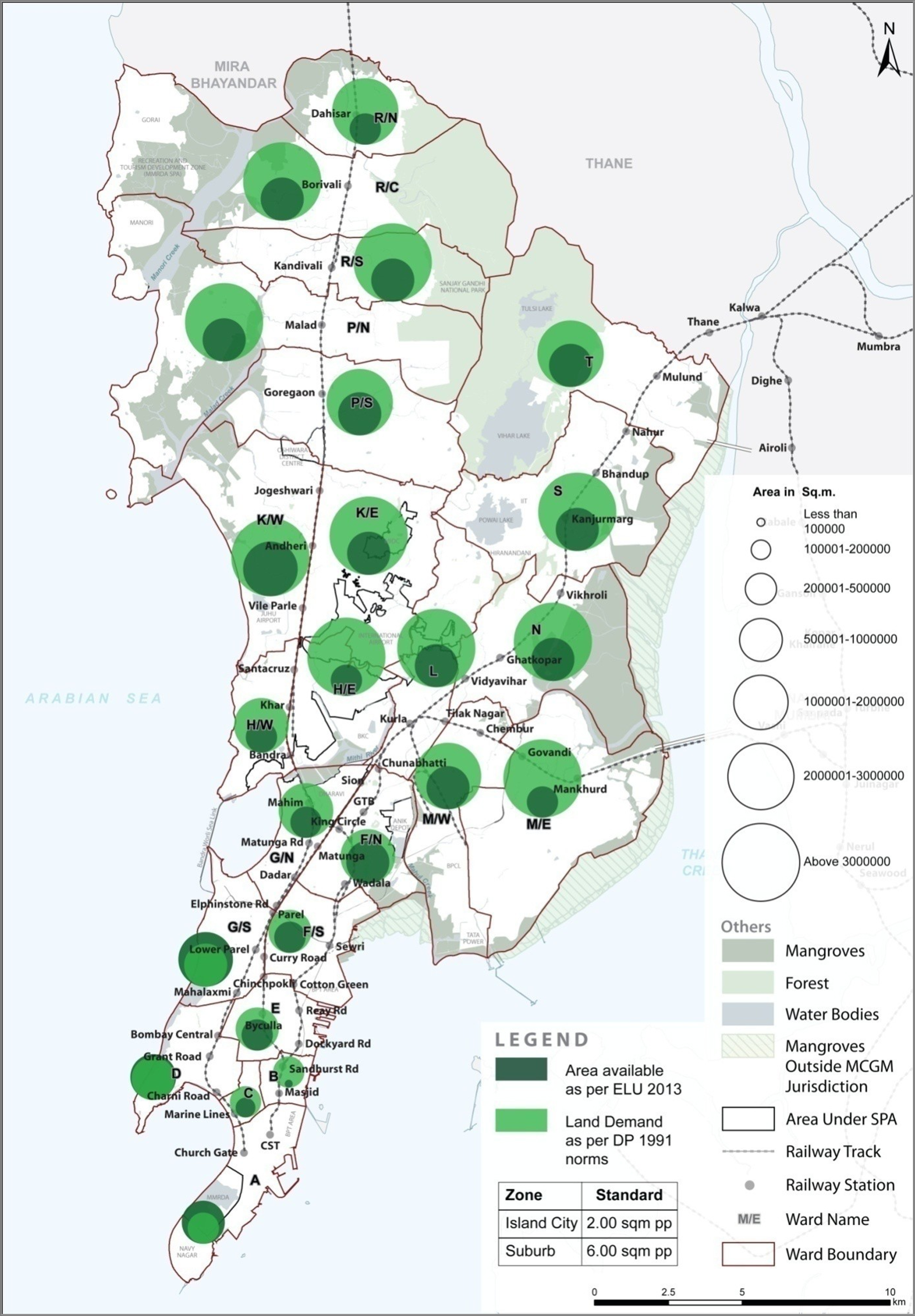 Map 1: Current demand gap for open space in Mumbai, highlighting M/East ward. Map Credit