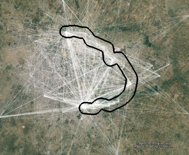 Data from origin & destination points of commuters