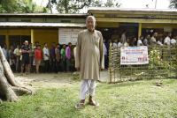 Nalbari Man Votes at Polling Booth