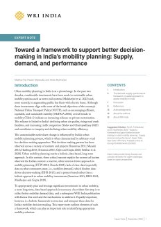 Toward a Framework to Support Better Decision-making in India’s Mobility Planning