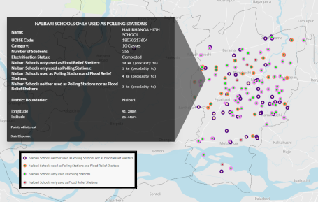 Schools across Nalbari, which also double up as polling stations during elections, as seen on the EAE platform. 