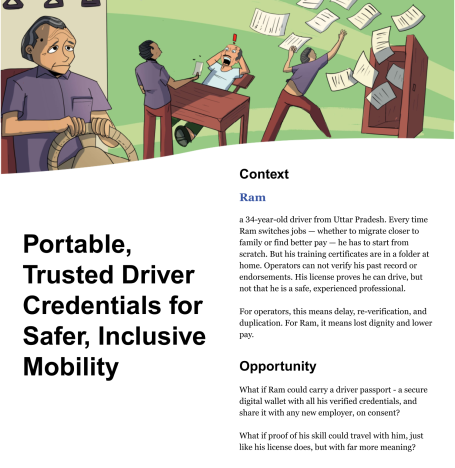 Illustration showing bus driver's challenges and the opportunity of driver passport