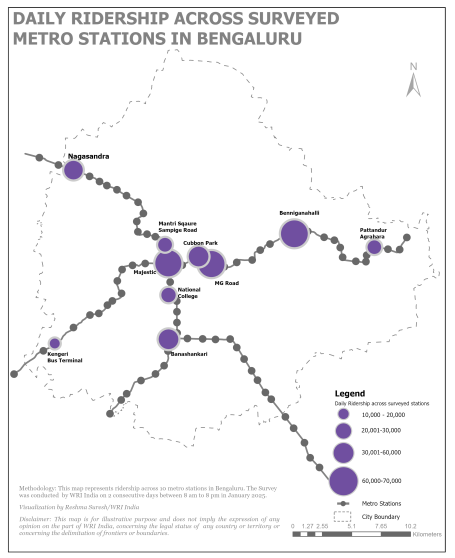 Infographic-Daily ridership across 10 surveyed metro stations in Bengaluru