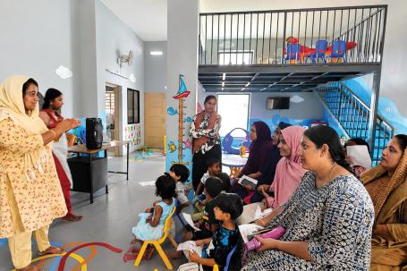 community and children in play space anganwadi