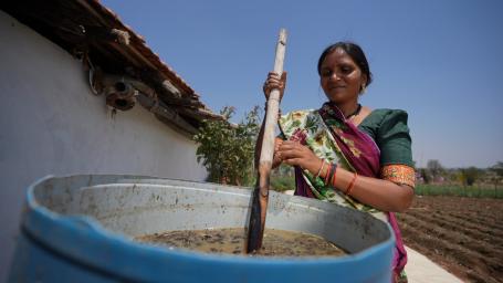 Farmer makes compost/vermicompost
