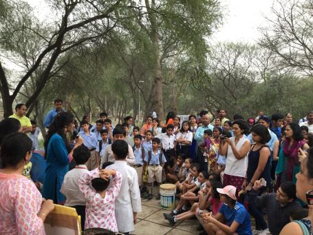Schools taking outdoor classes in Wazirabad Bund 