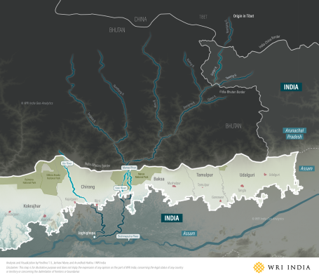Origin of Bodoland rivers from Tibet and Bhutan