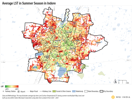 Map Indore MP Average LST in Summer