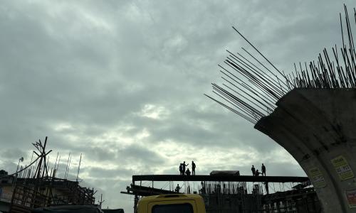 Ongoing overbridge construction in gorakhpur city