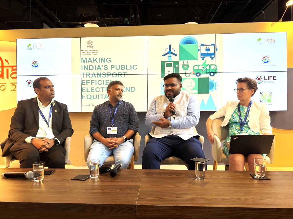 Panelists at the session on Making India’s Public Transport Efficient, Electric and Equitable